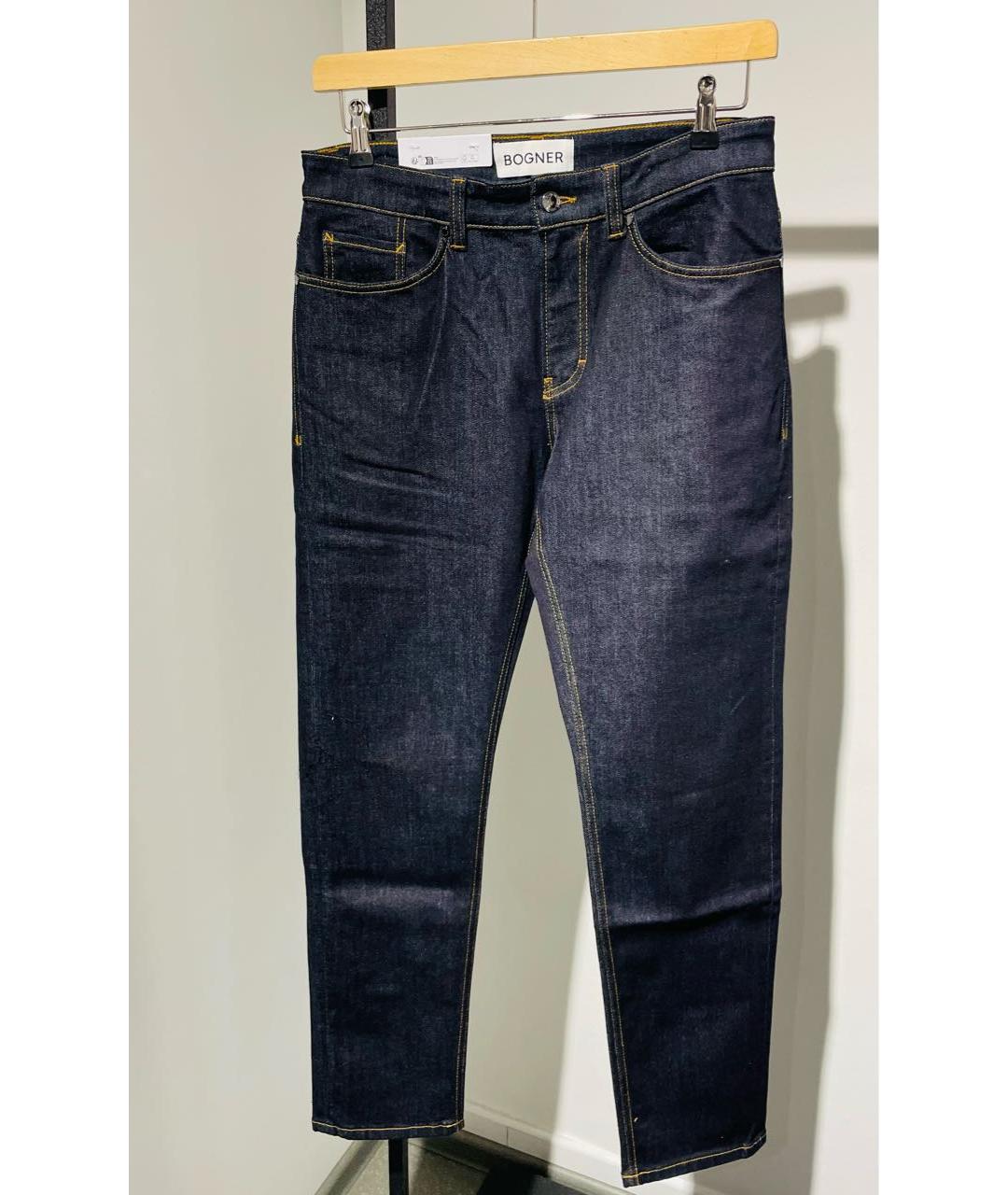 BOGNER Темно-синие хлопко-полиэстеровые прямые джинсы, фото 9