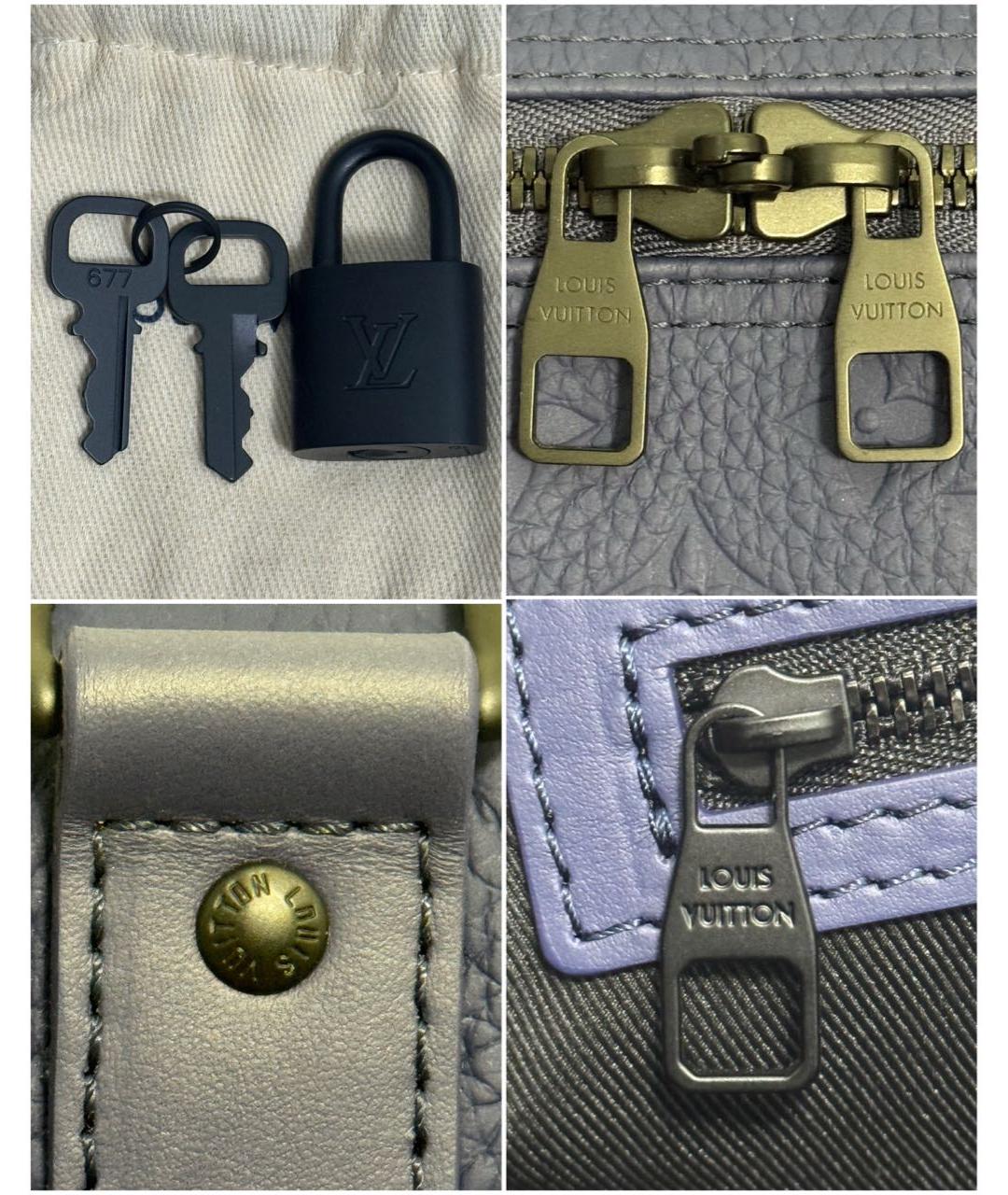 LOUIS VUITTON Темно-синяя кожаная дорожная/спортивная сумка, фото 6