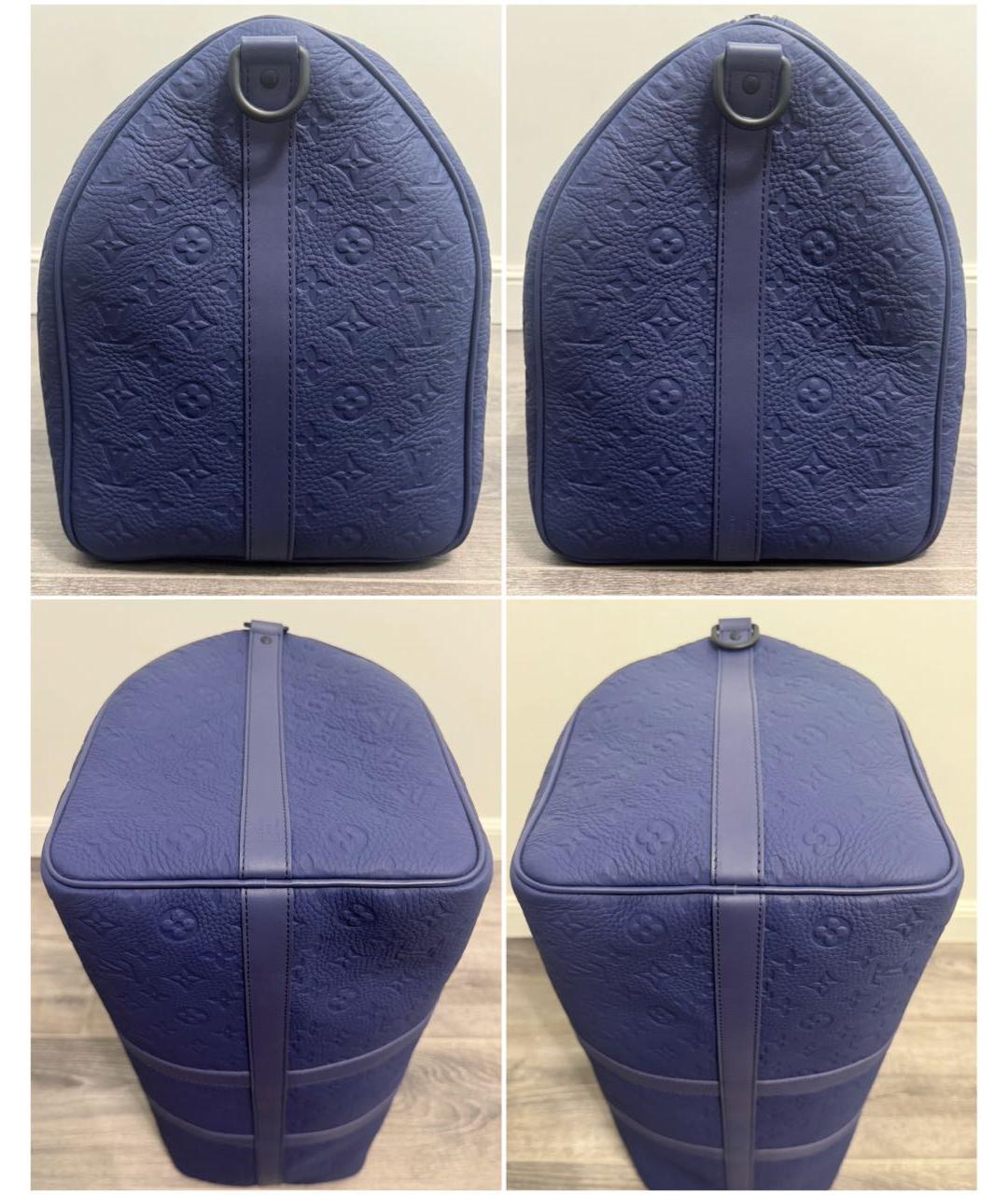 LOUIS VUITTON Темно-синяя кожаная дорожная/спортивная сумка, фото 3