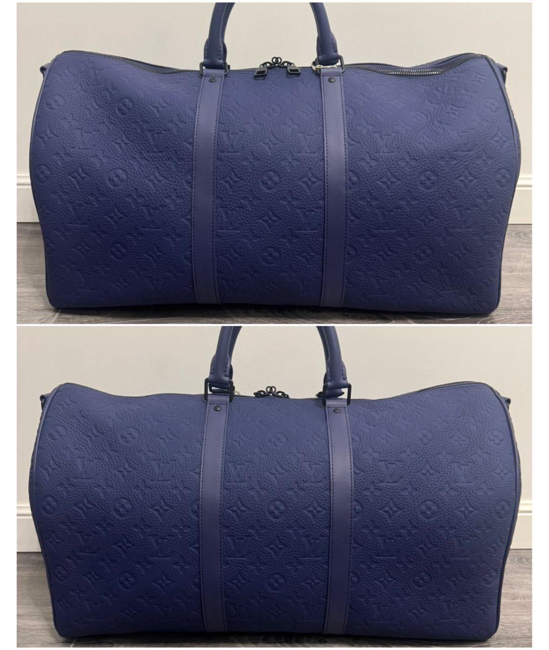 LOUIS VUITTON Темно-синяя кожаная дорожная/спортивная сумка, фото 2