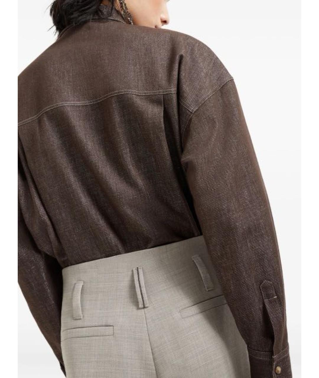 BRUNELLO CUCINELLI Серые шерстяные брюки широкие, фото 5