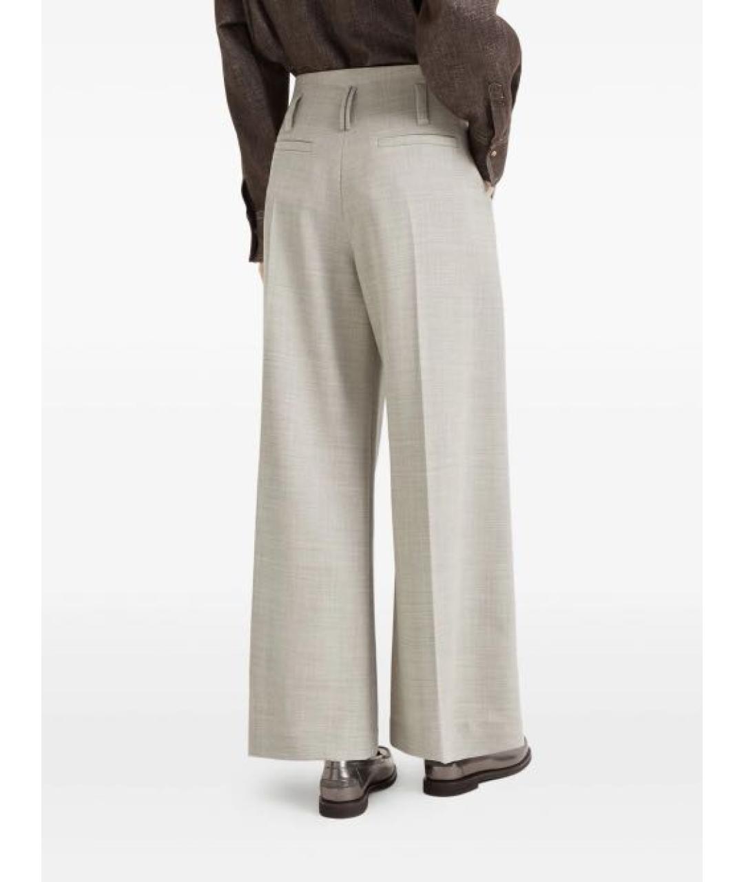 BRUNELLO CUCINELLI Серые шерстяные брюки широкие, фото 4