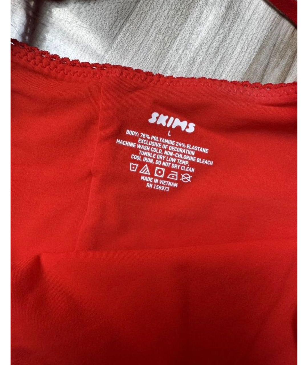 SKIMS Красный хлопковый комбинезон, фото 2