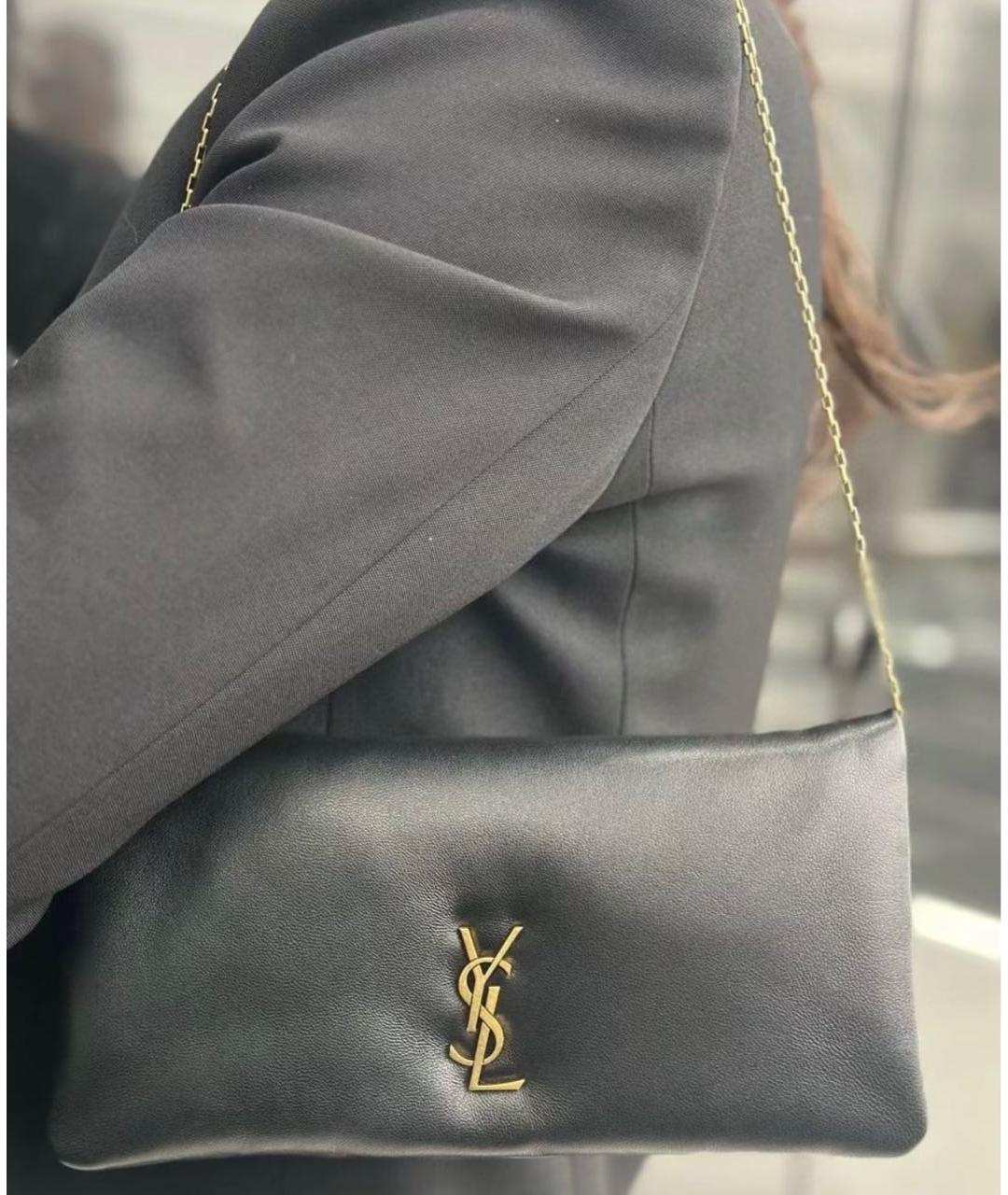 SAINT LAURENT Черная кожаная сумка через плечо, фото 8