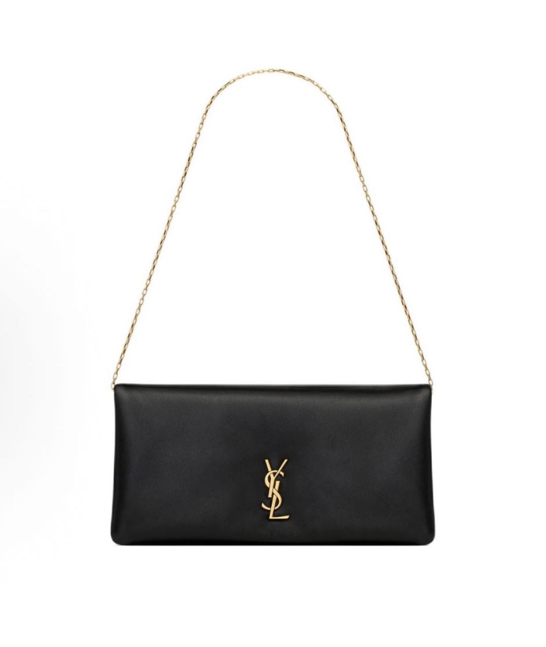SAINT LAURENT Черная кожаная сумка через плечо, фото 9