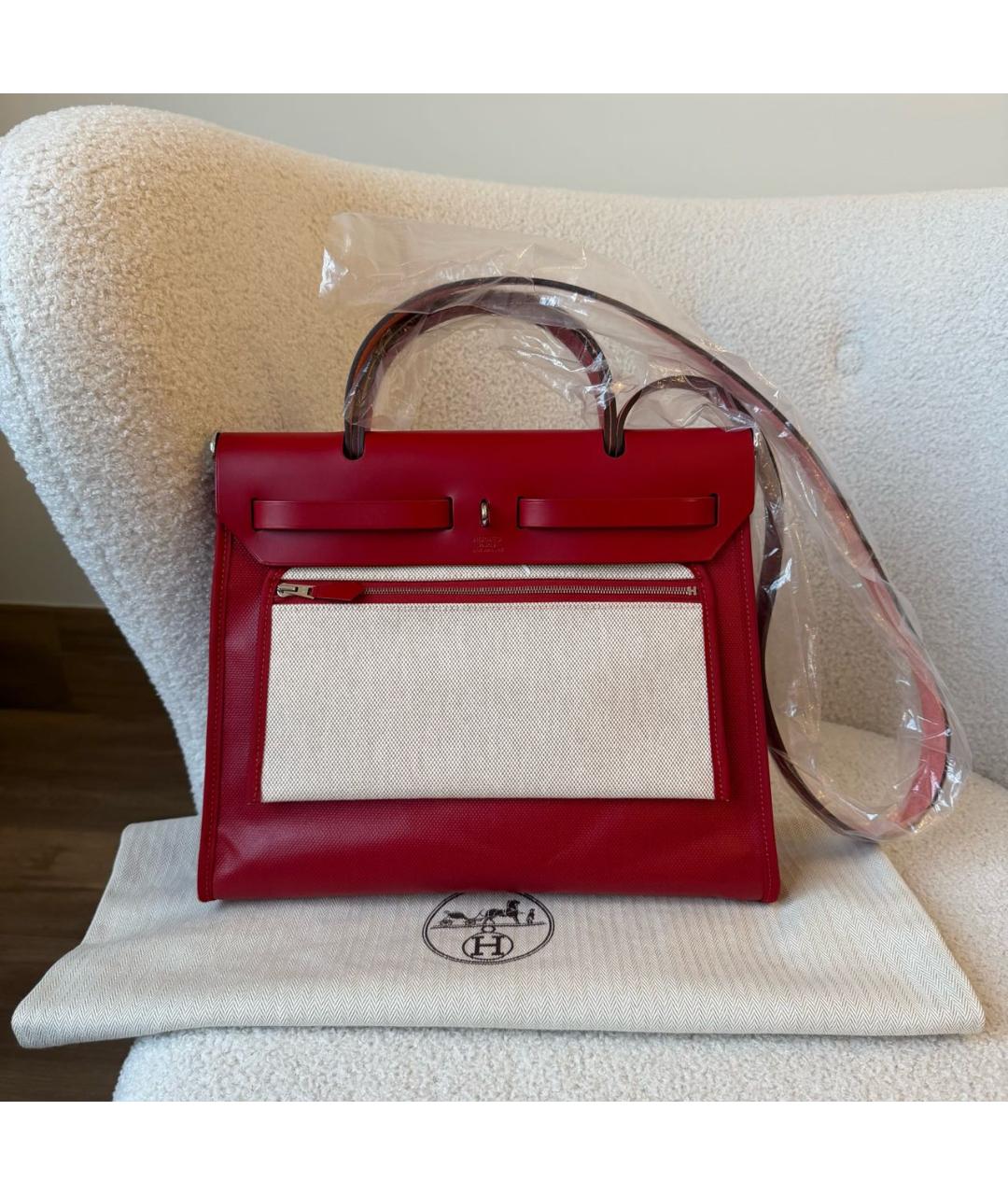 HERMES Красная кожаная сумка через плечо, фото 3