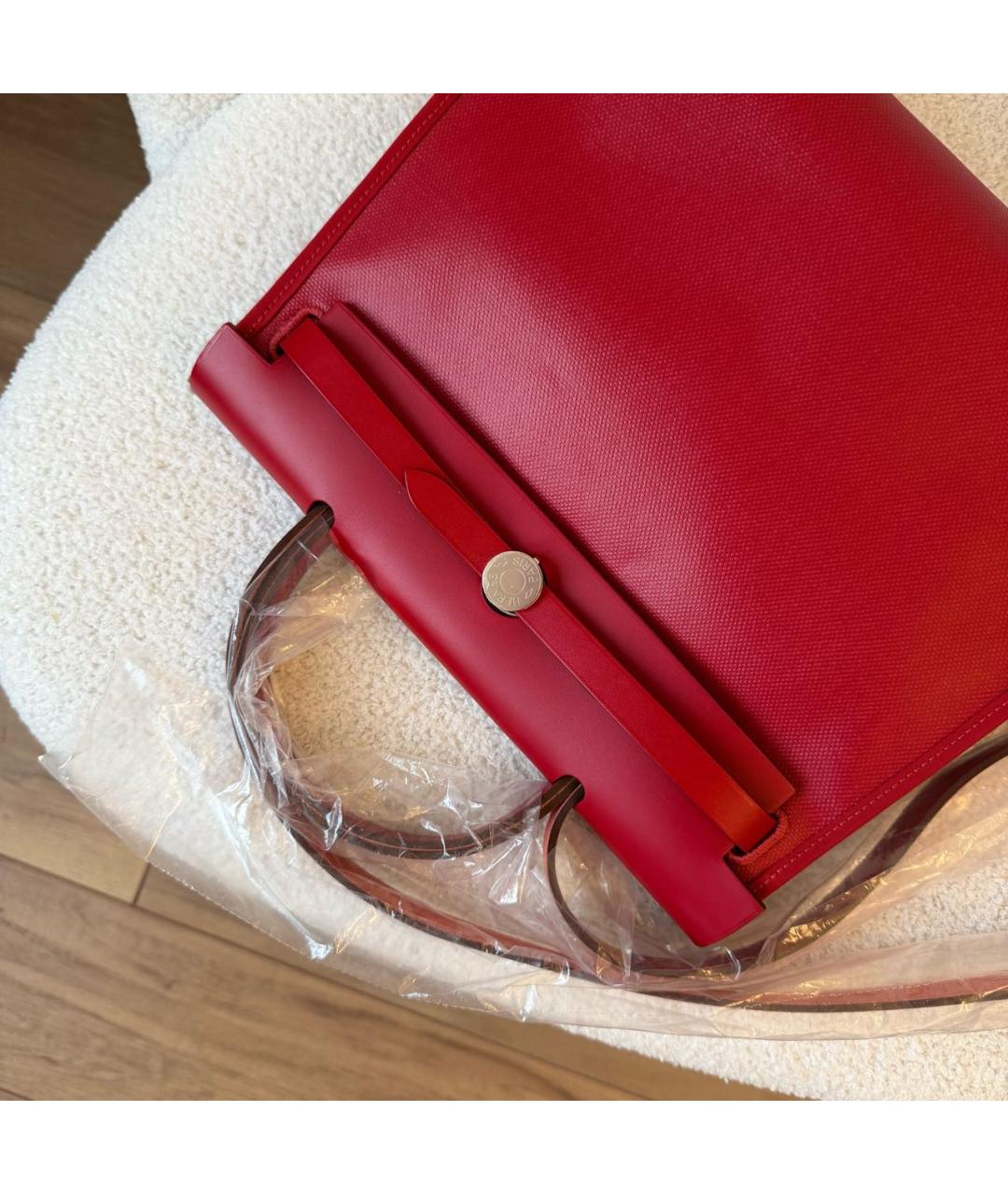 HERMES Красная кожаная сумка через плечо, фото 4