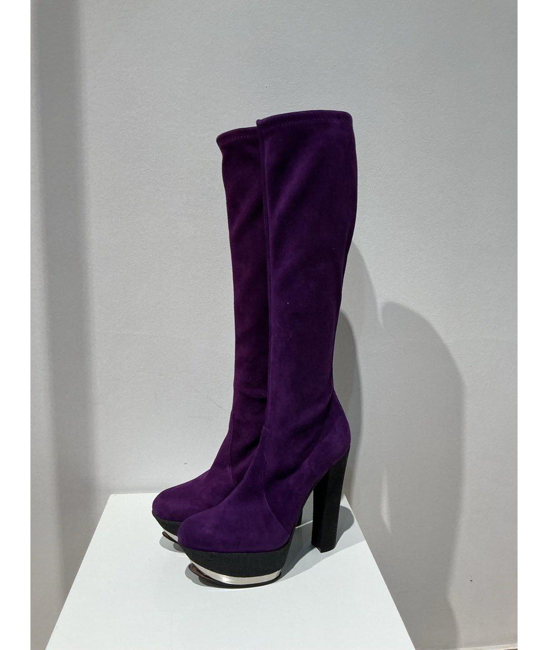 CASADEI Фиолетовые замшевые сапоги, фото 4