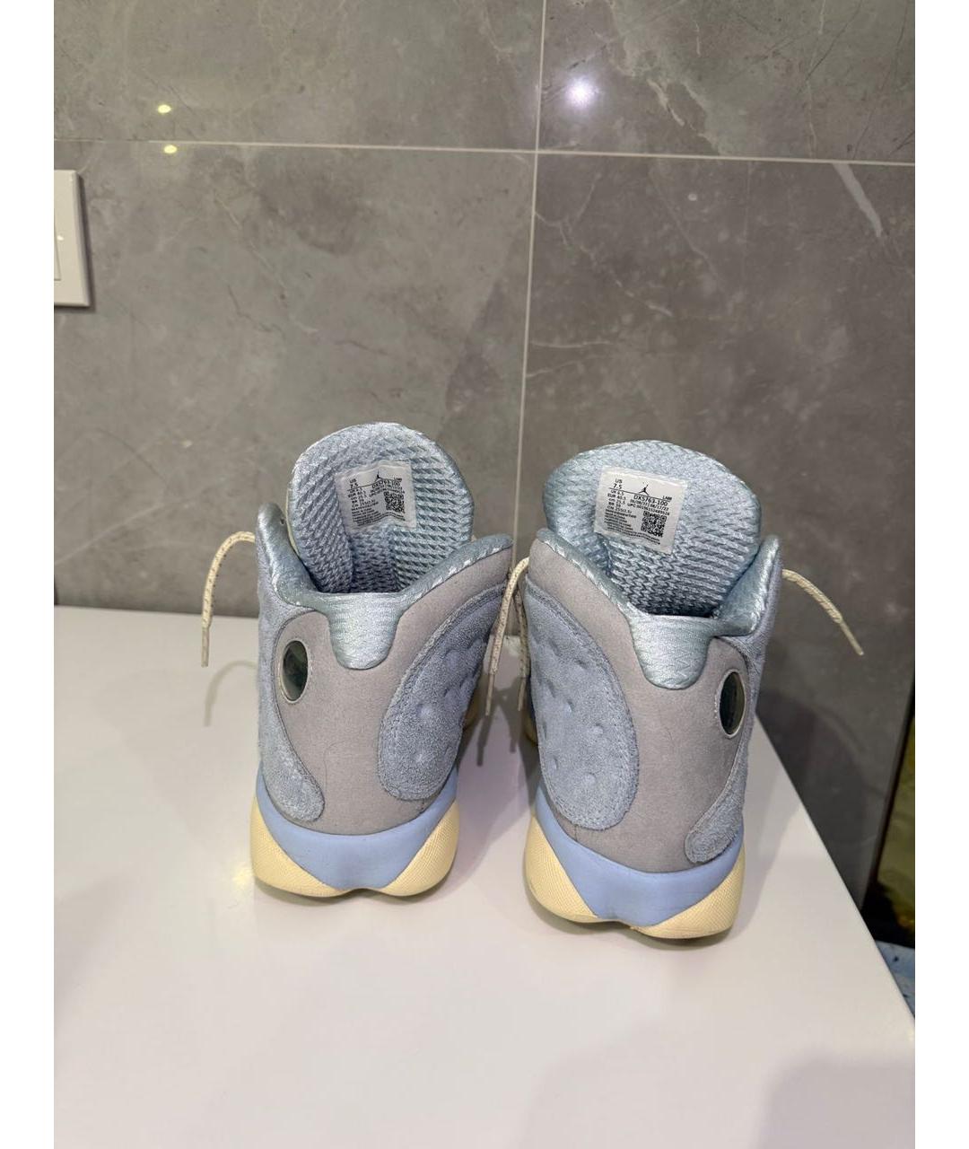 JORDAN Голубые замшевые высокие кроссовки / кеды, фото 4