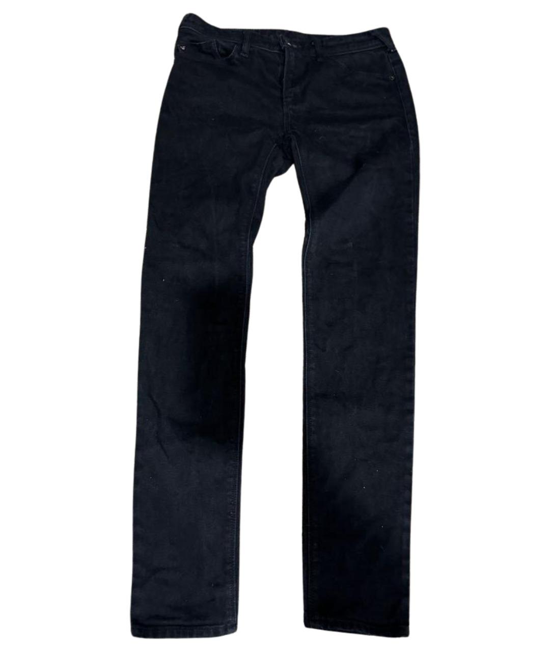 EMPORIO ARMANI Черные хлопко-эластановые джинсы слим, фото 1