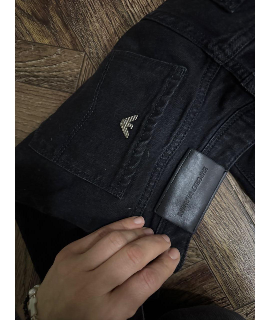 EMPORIO ARMANI Черные хлопко-эластановые джинсы слим, фото 5