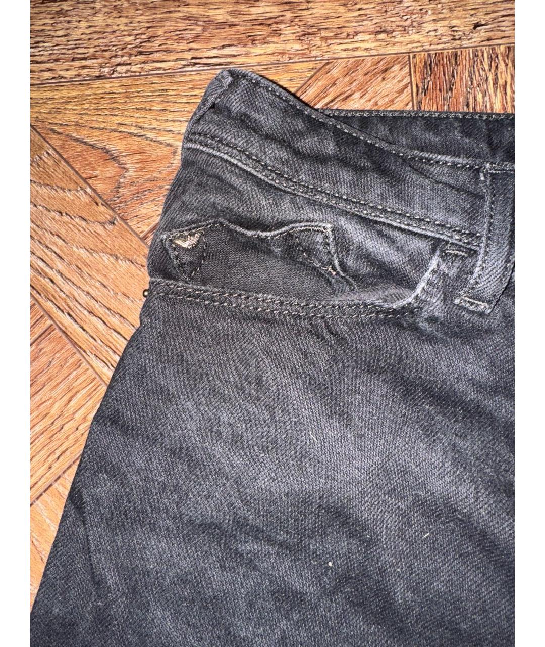 EMPORIO ARMANI Черные хлопко-эластановые джинсы слим, фото 2