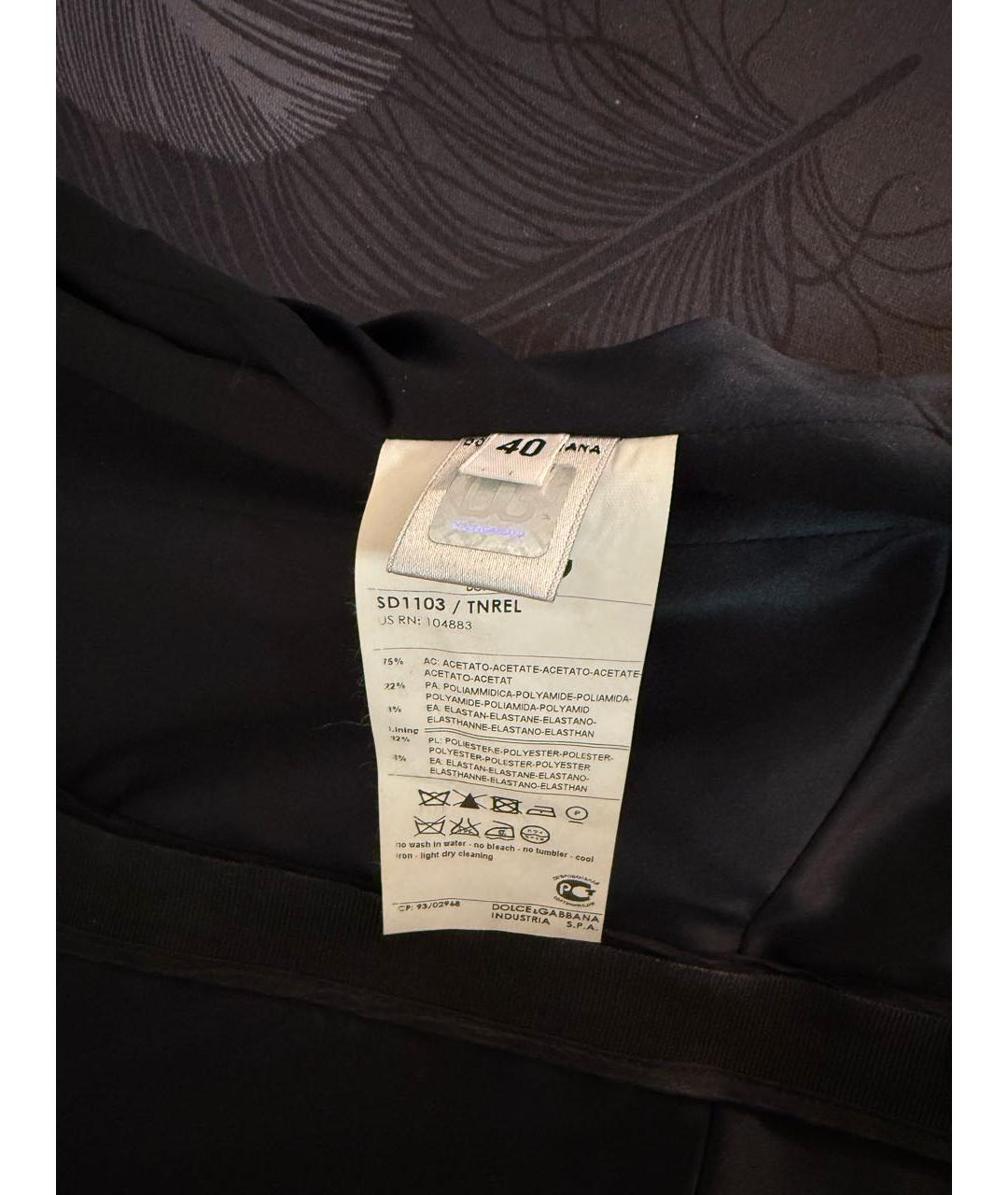 DOLCE&GABBANA Черное ацетатное коктейльное платье, фото 7