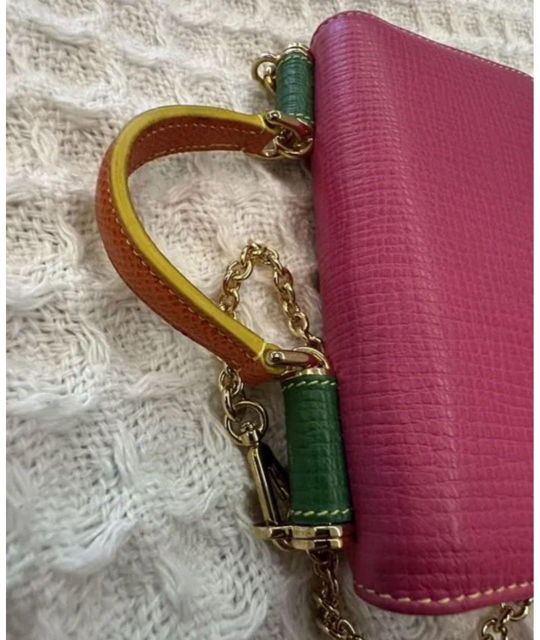 DOLCE&GABBANA Фуксия кожаная сумка через плечо, фото 3