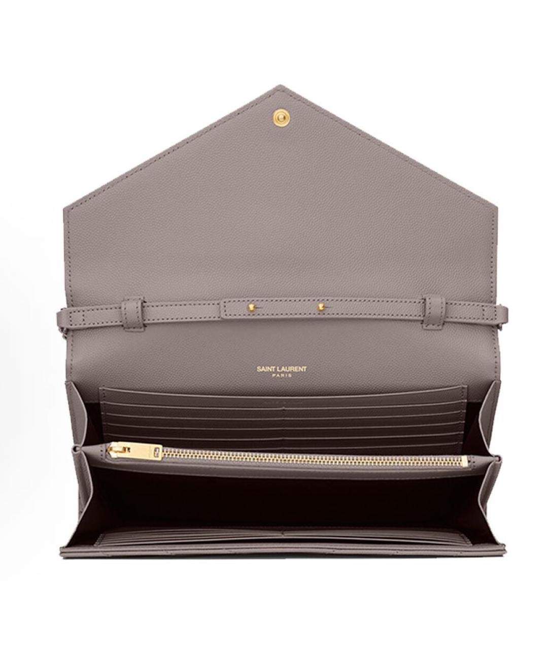 SAINT LAURENT Серая кожаная сумка через плечо, фото 5