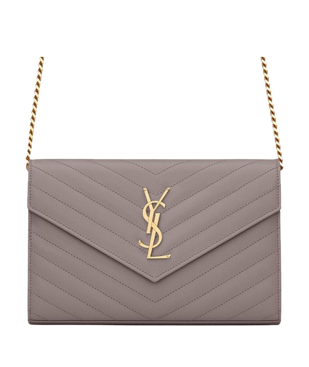 SAINT LAURENT Серая кожаная сумка через плечо, фото 1
