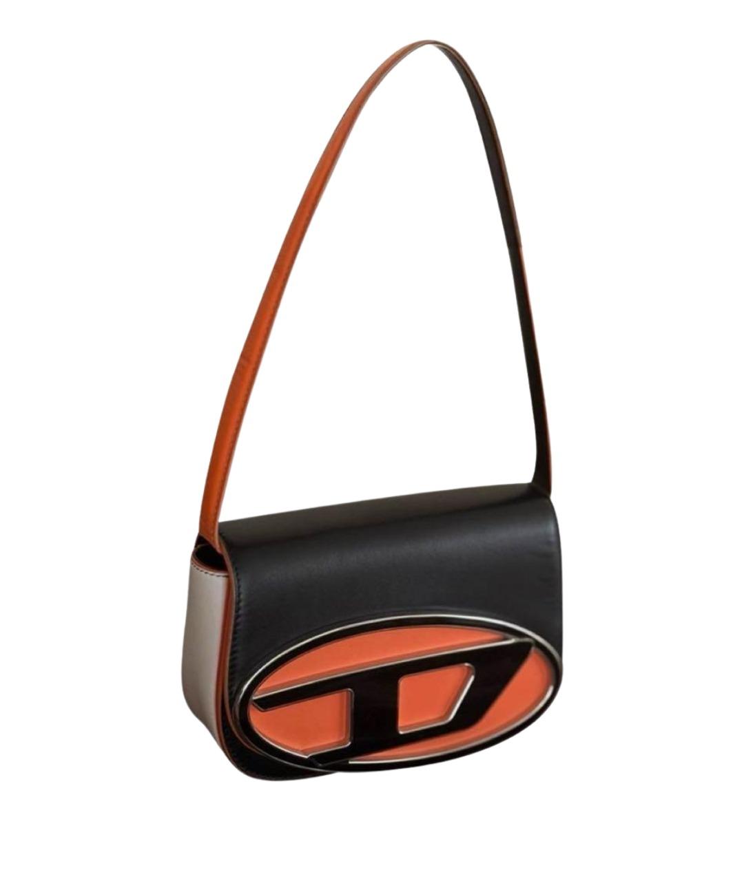 DIESEL Черная кожаная сумка с короткими ручками, фото 1