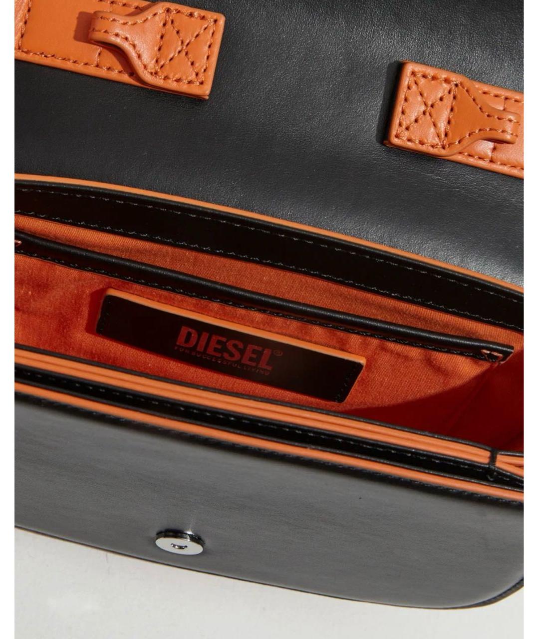 DIESEL Черная кожаная сумка с короткими ручками, фото 4