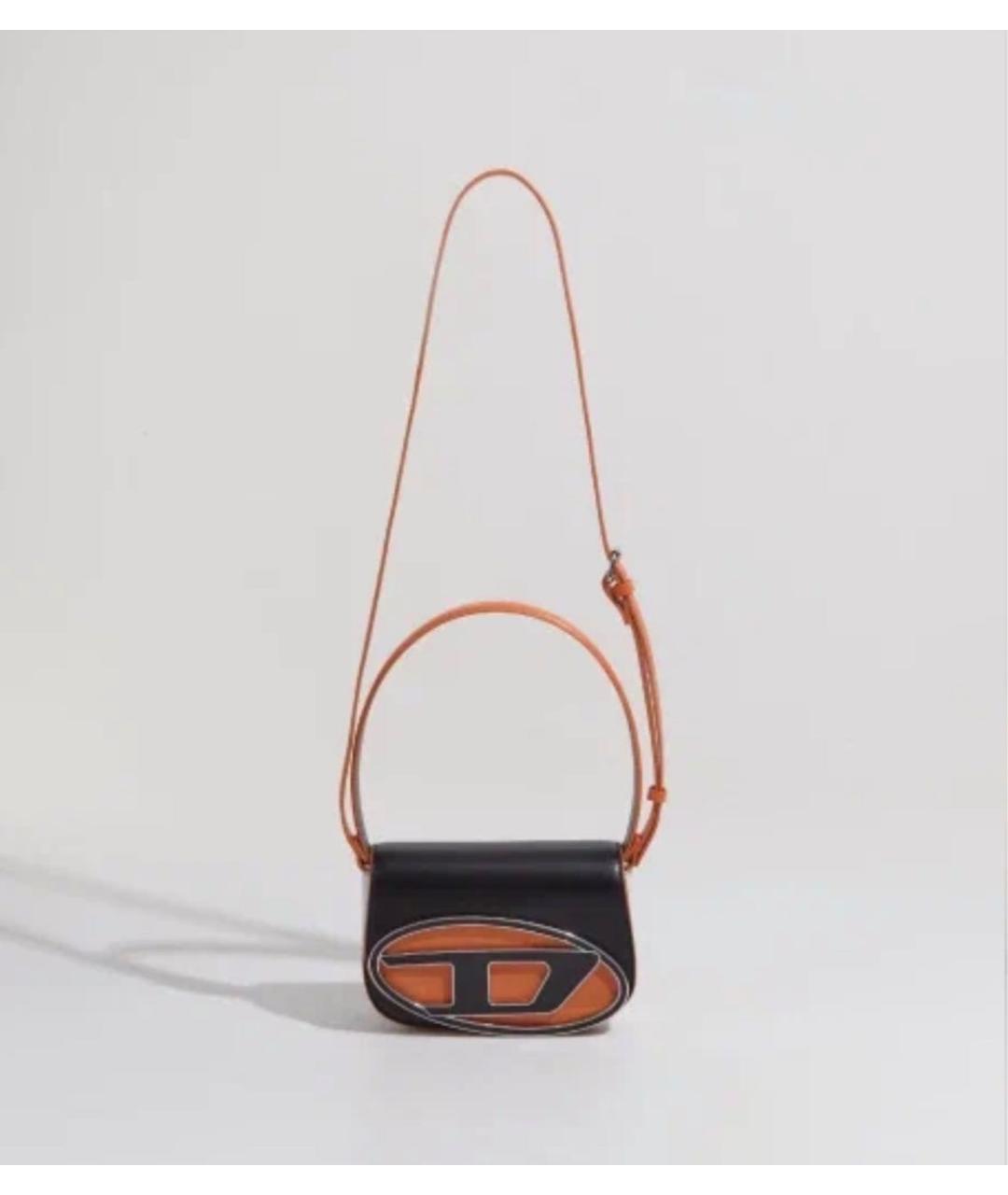 DIESEL Черная кожаная сумка с короткими ручками, фото 2