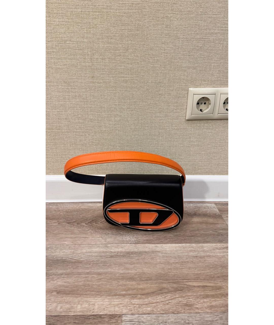 DIESEL Черная кожаная сумка с короткими ручками, фото 5