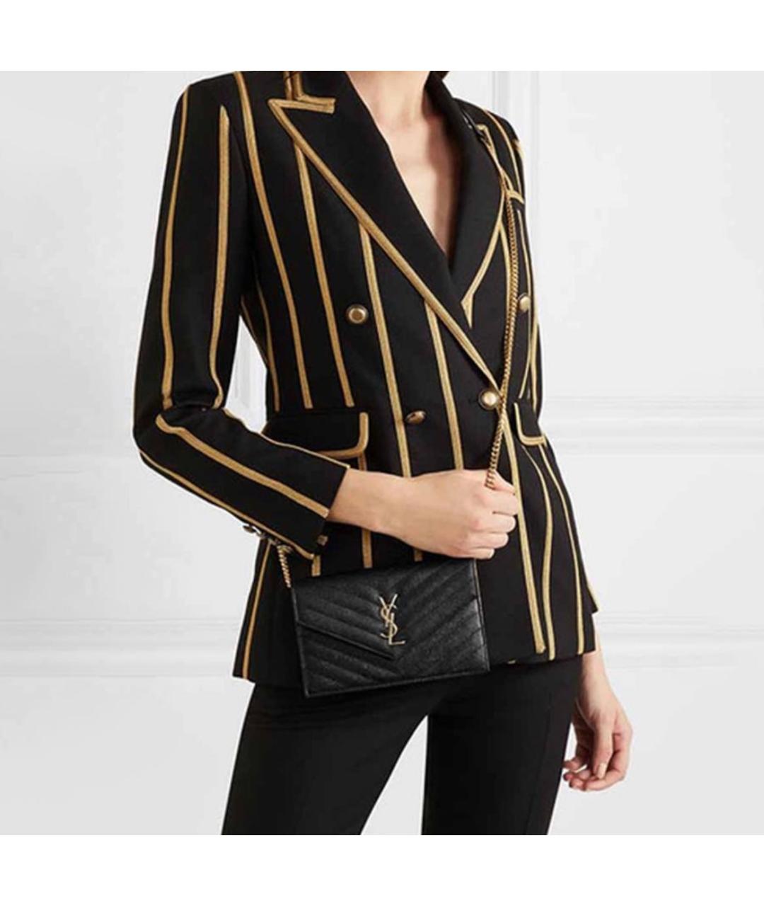 SAINT LAURENT Черная кожаная сумка через плечо, фото 5