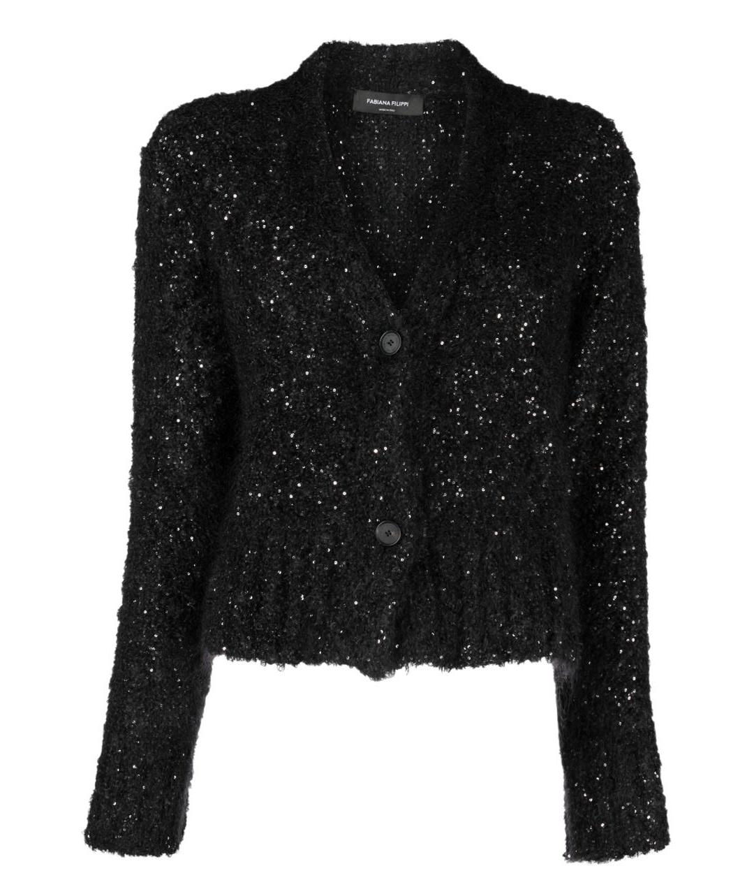 FABIANA FILIPPI Черный хлопковый кардиган, фото 6