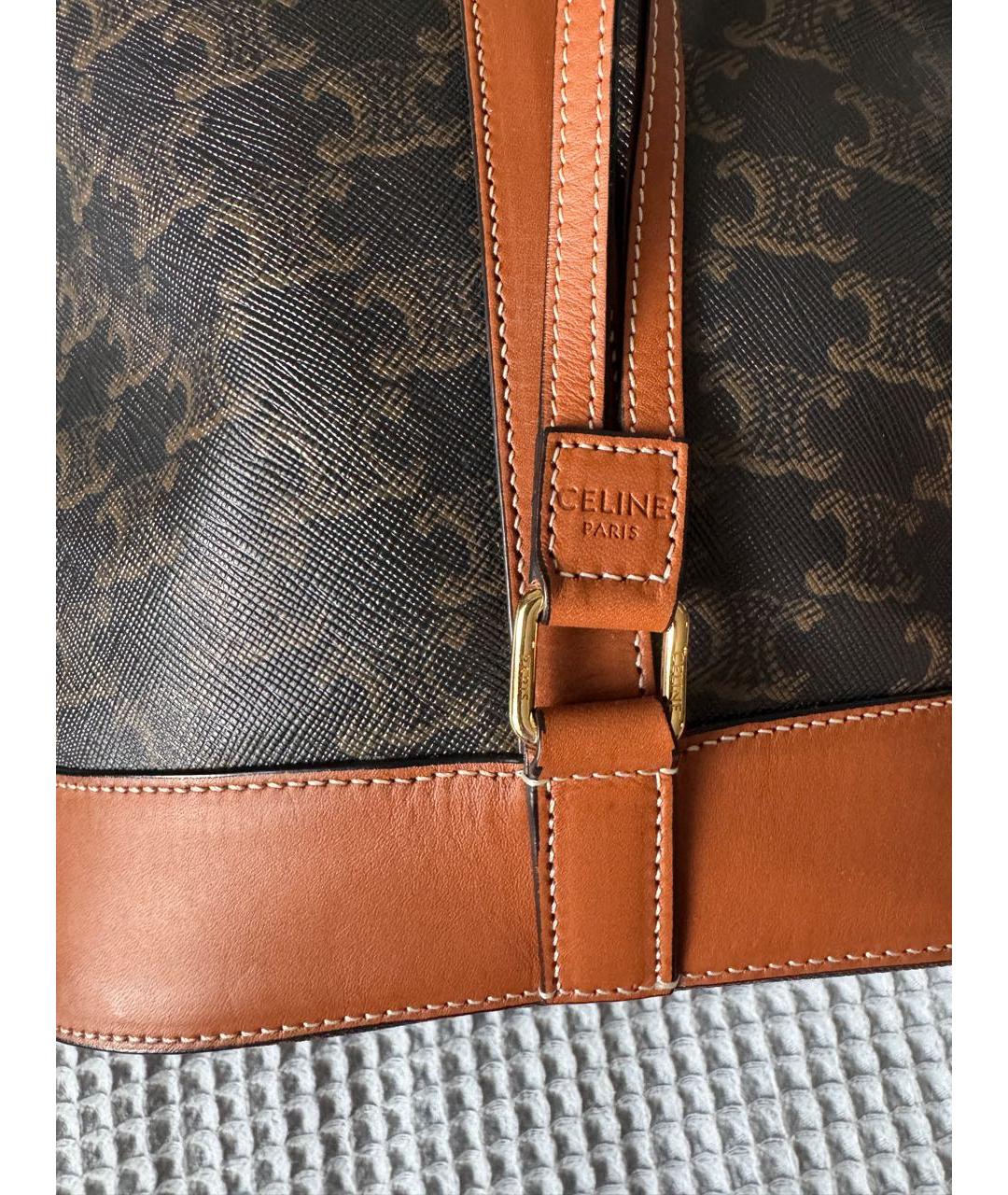 CELINE Коричневый кожаный рюкзак, фото 6