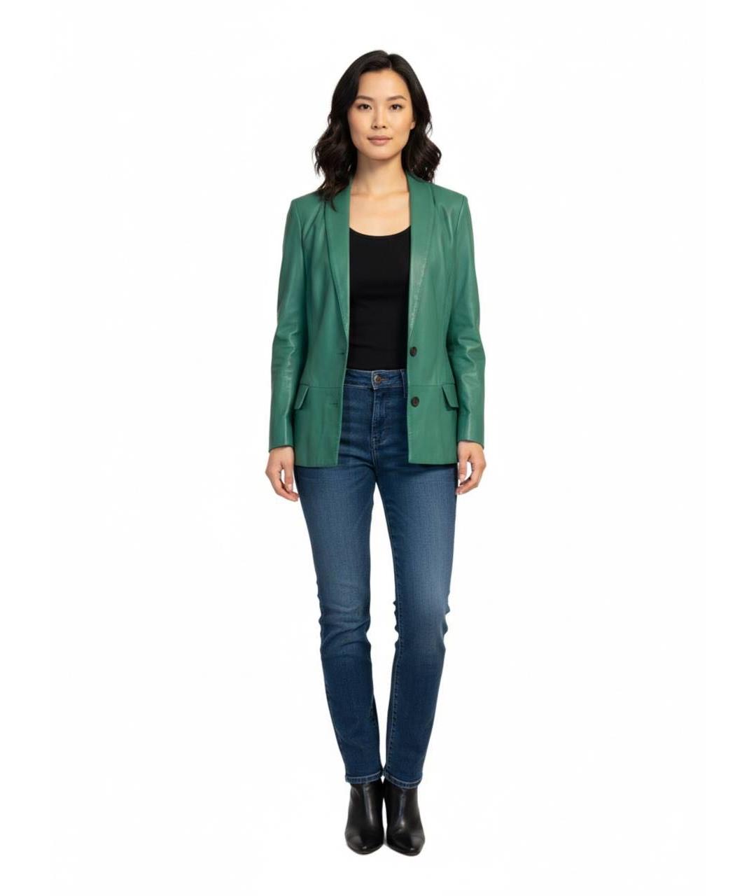 DROME Бирюзовый кожаный жакет/пиджак, фото 4