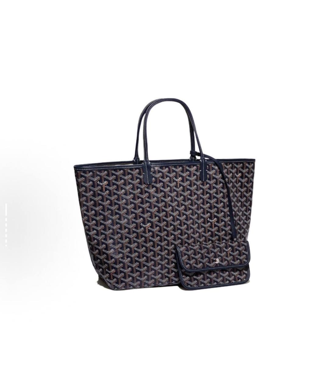 GOYARD Темно-синяя кожаная сумка с короткими ручками, фото 5