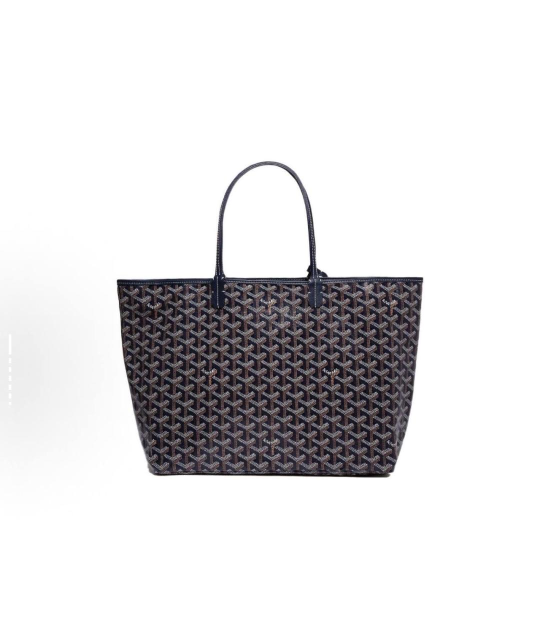 GOYARD Темно-синяя кожаная сумка с короткими ручками, фото 2