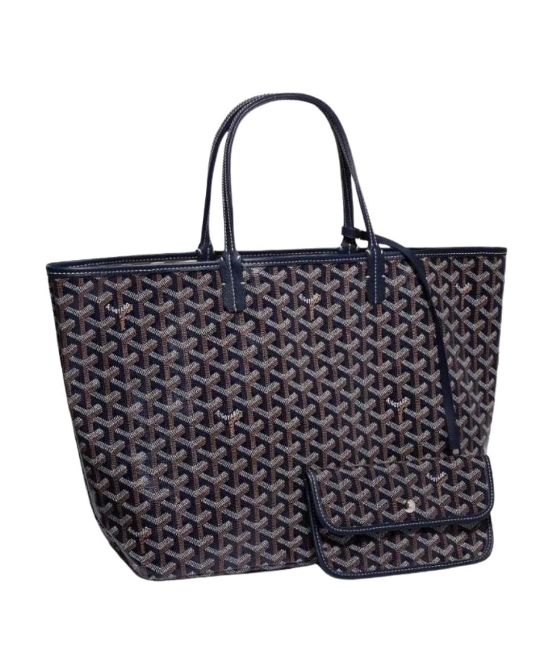 GOYARD Темно-синяя кожаная сумка с короткими ручками, фото 1