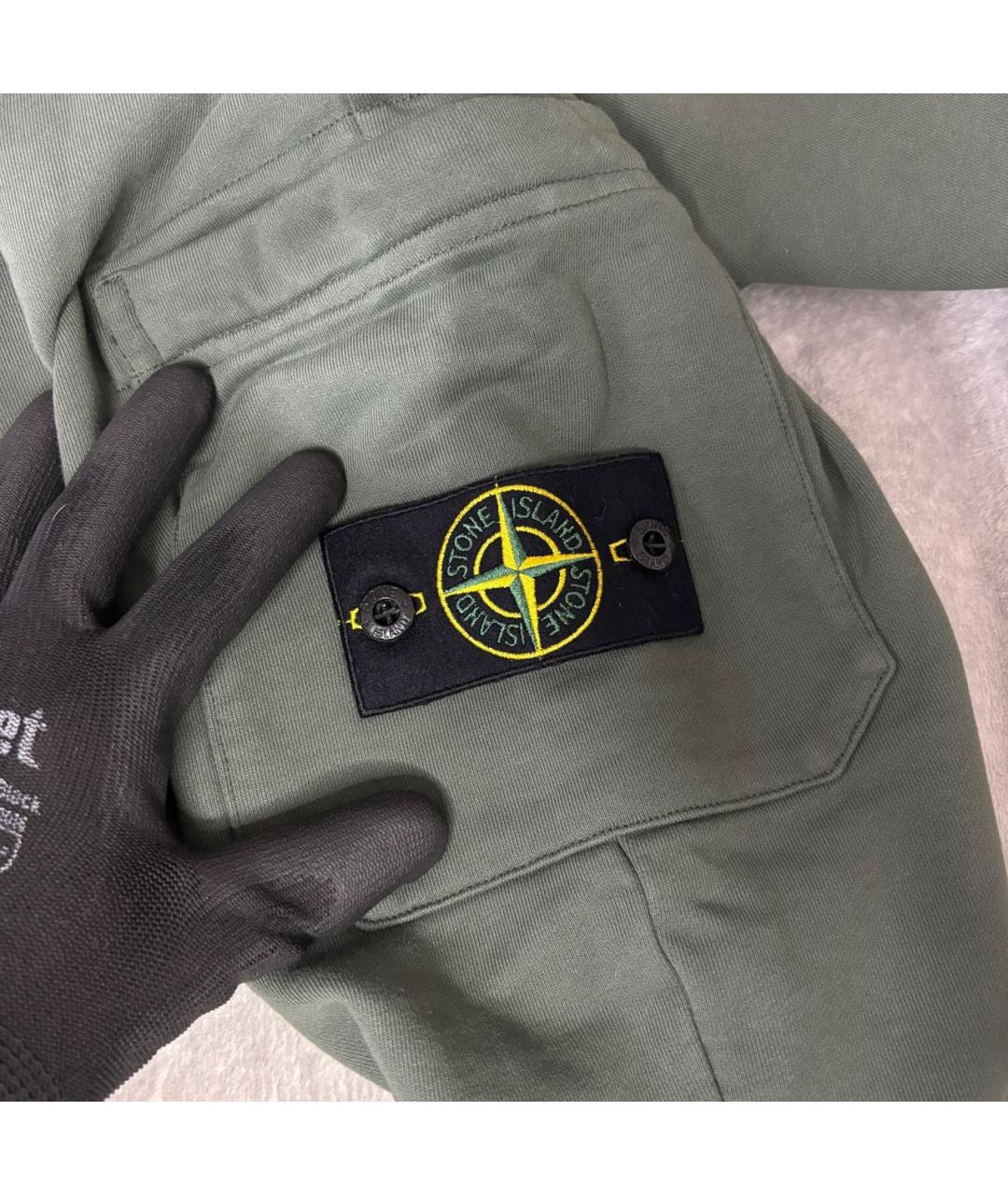 STONE ISLAND Хаки хлопковые повседневные брюки, фото 3