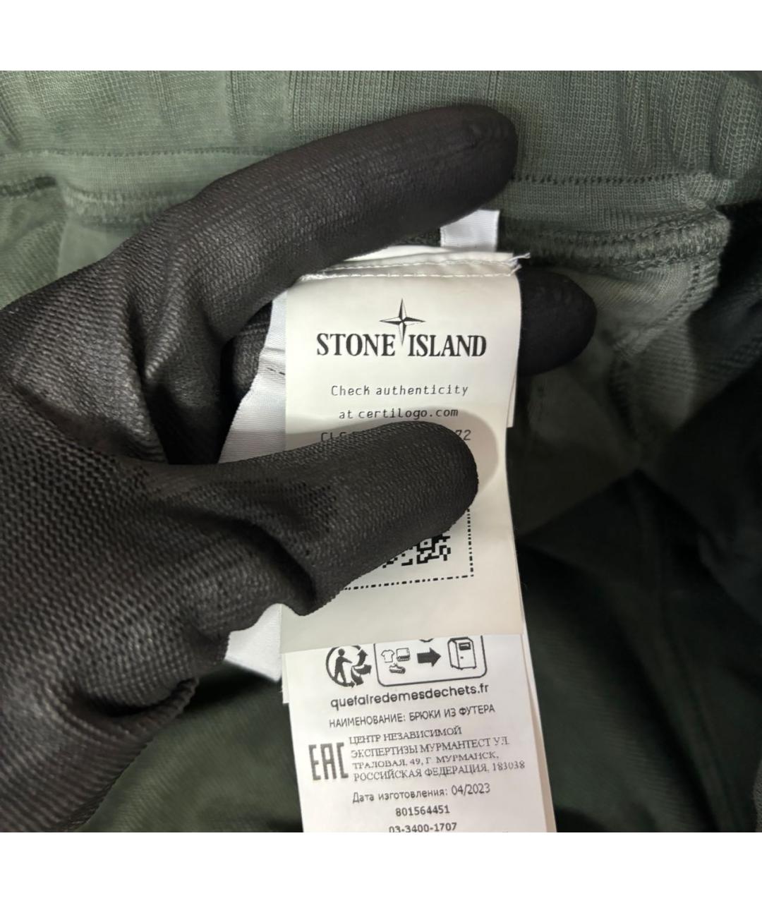STONE ISLAND Хаки хлопковые повседневные брюки, фото 6