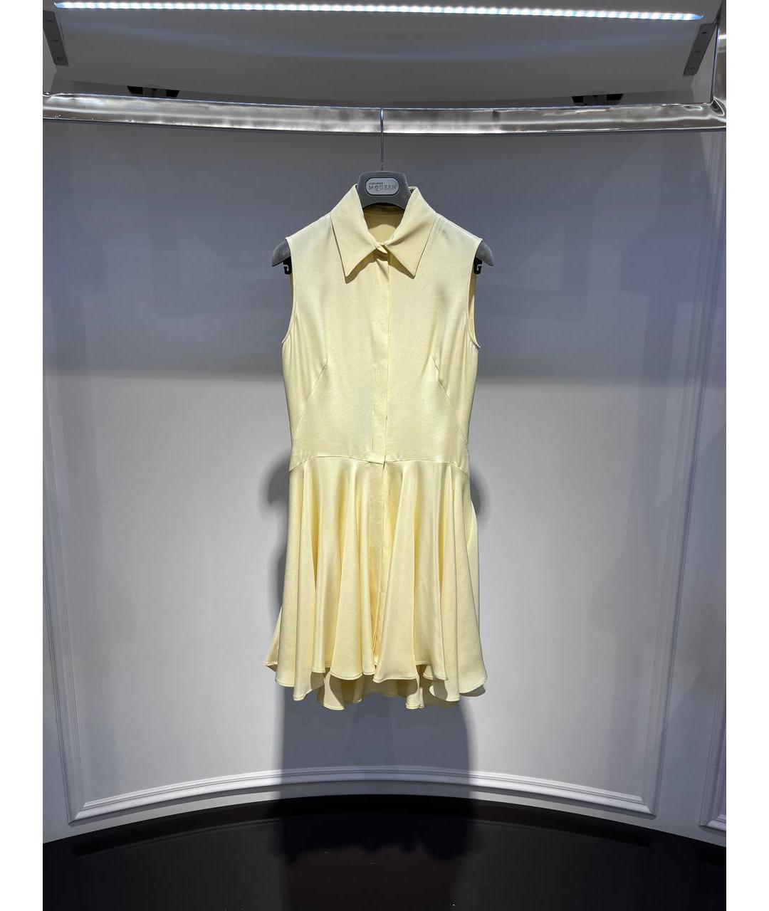 ALEXANDER MCQUEEN Желтое шелковое вечернее платье, фото 4