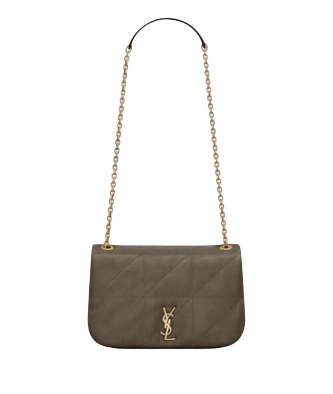 SAINT LAURENT Хаки кожаная сумка через плечо, фото 1