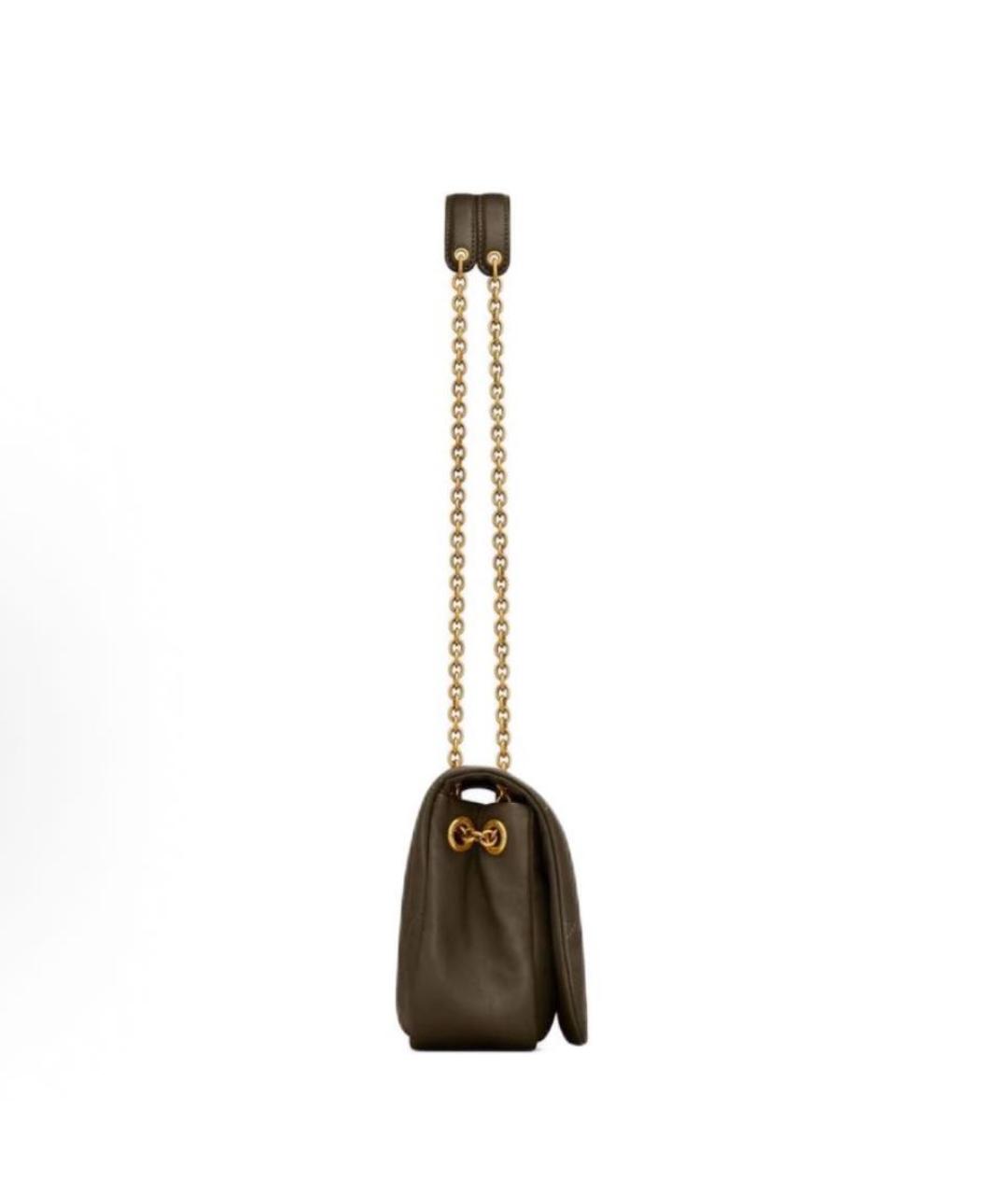 SAINT LAURENT Хаки кожаная сумка через плечо, фото 4