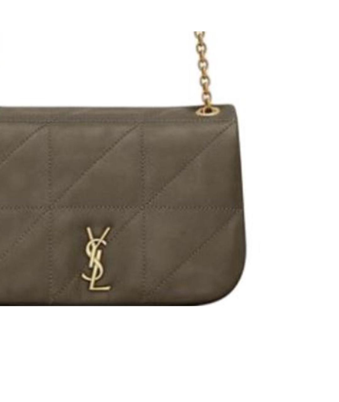 SAINT LAURENT Хаки кожаная сумка через плечо, фото 6