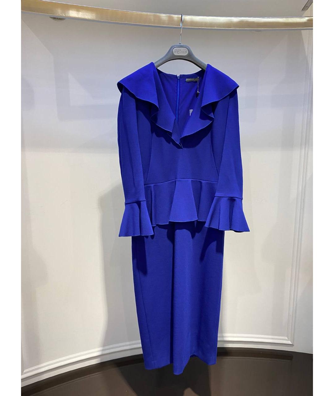 ALEXANDER MCQUEEN Синее шерстяное вечернее платье, фото 2