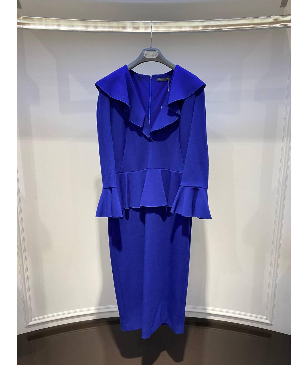 ALEXANDER MCQUEEN Синее шерстяное вечернее платье, фото 4