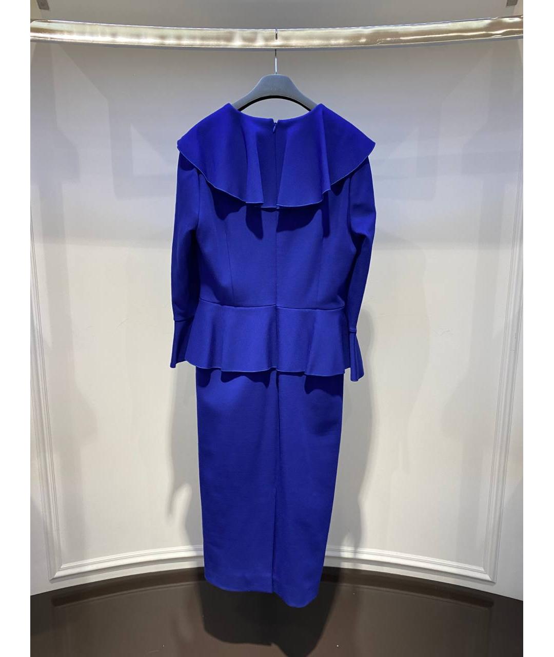 ALEXANDER MCQUEEN Синее шерстяное вечернее платье, фото 3