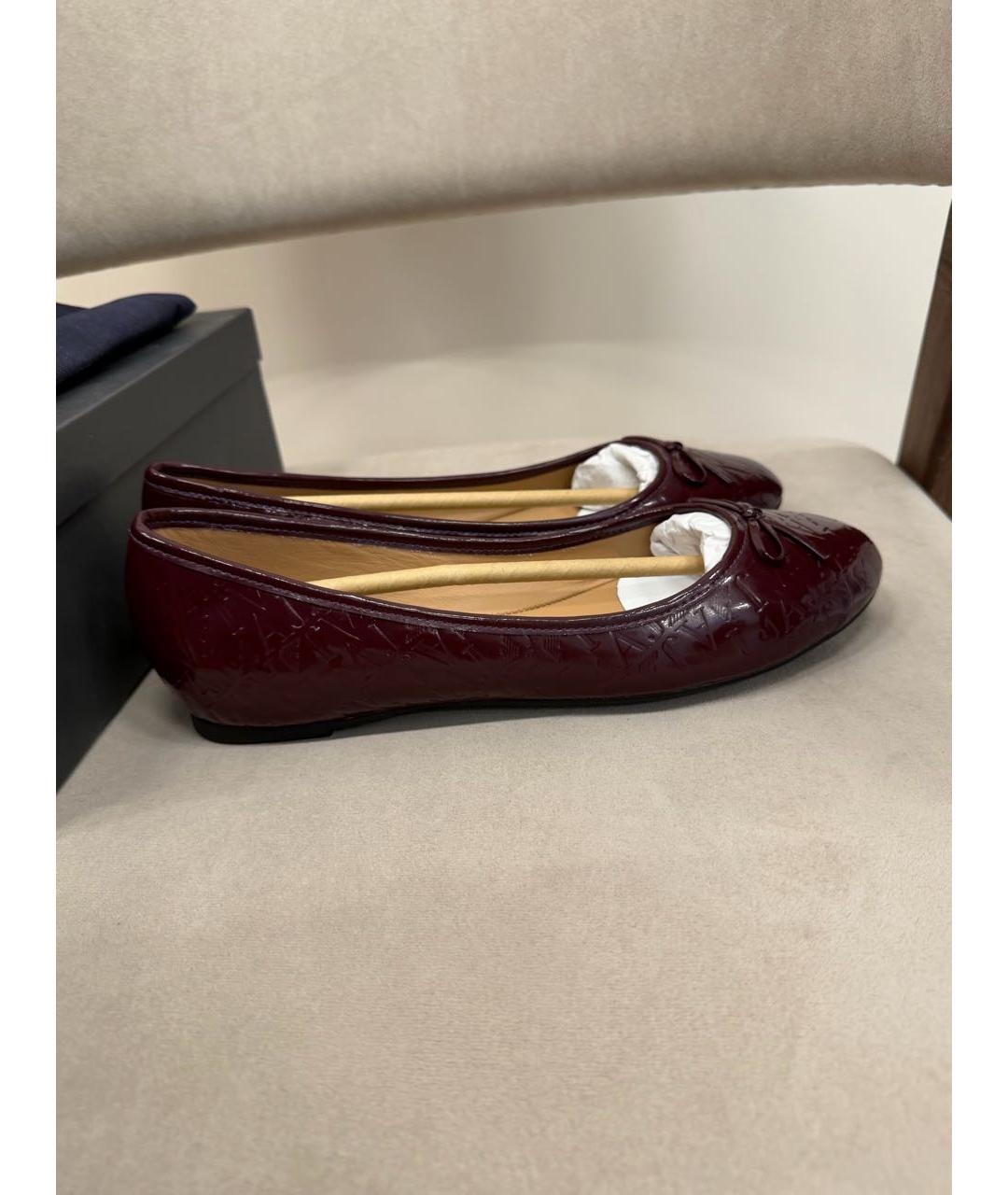 ARMANI JEANS Бордовые кожаные балетки, фото 8