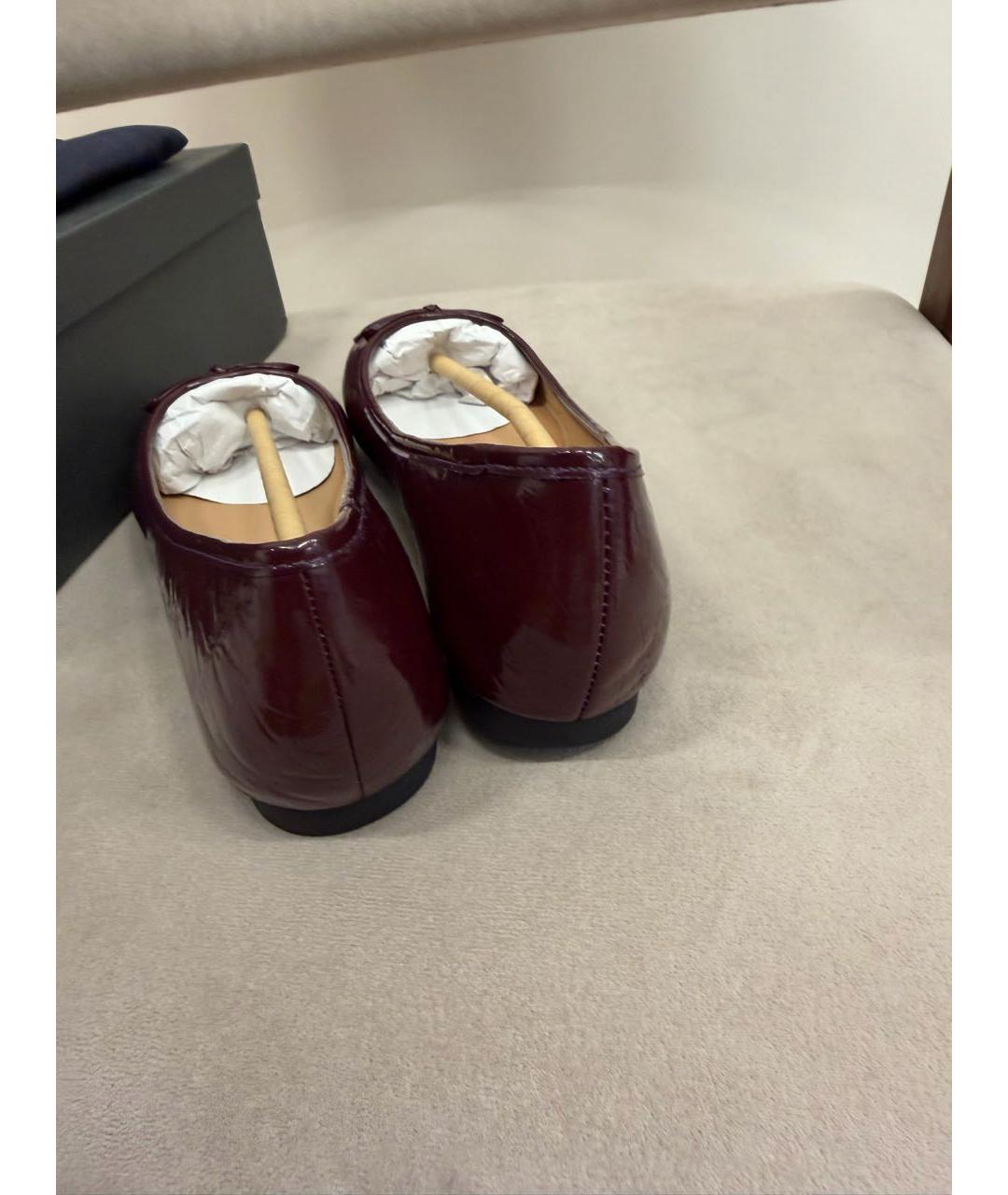 ARMANI JEANS Бордовые кожаные балетки, фото 4