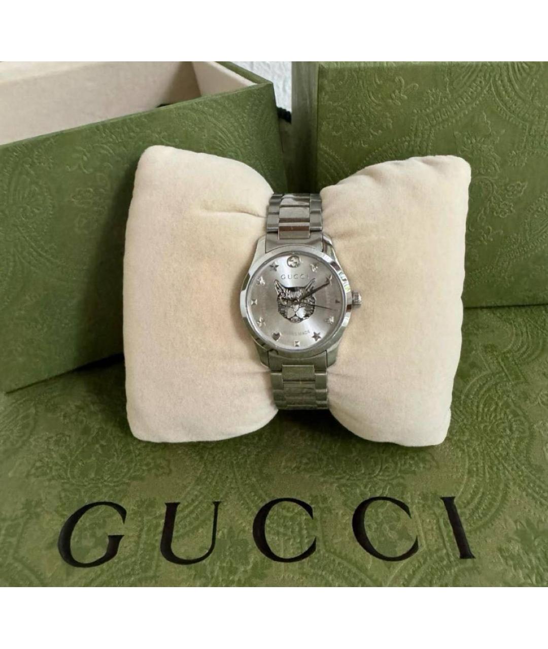 GUCCI Серебряные металлические часы, фото 6