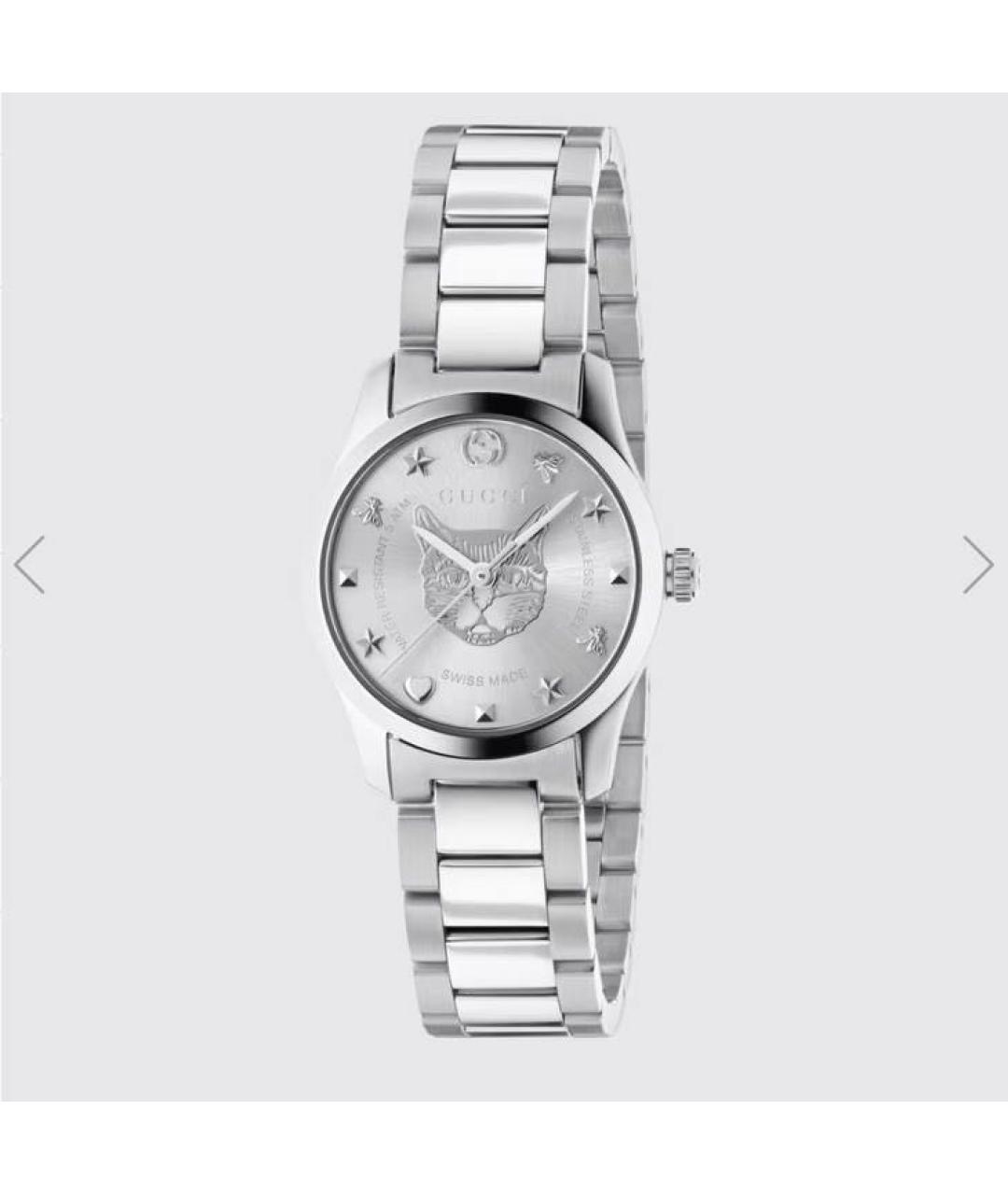 GUCCI Серебряные металлические часы, фото 7