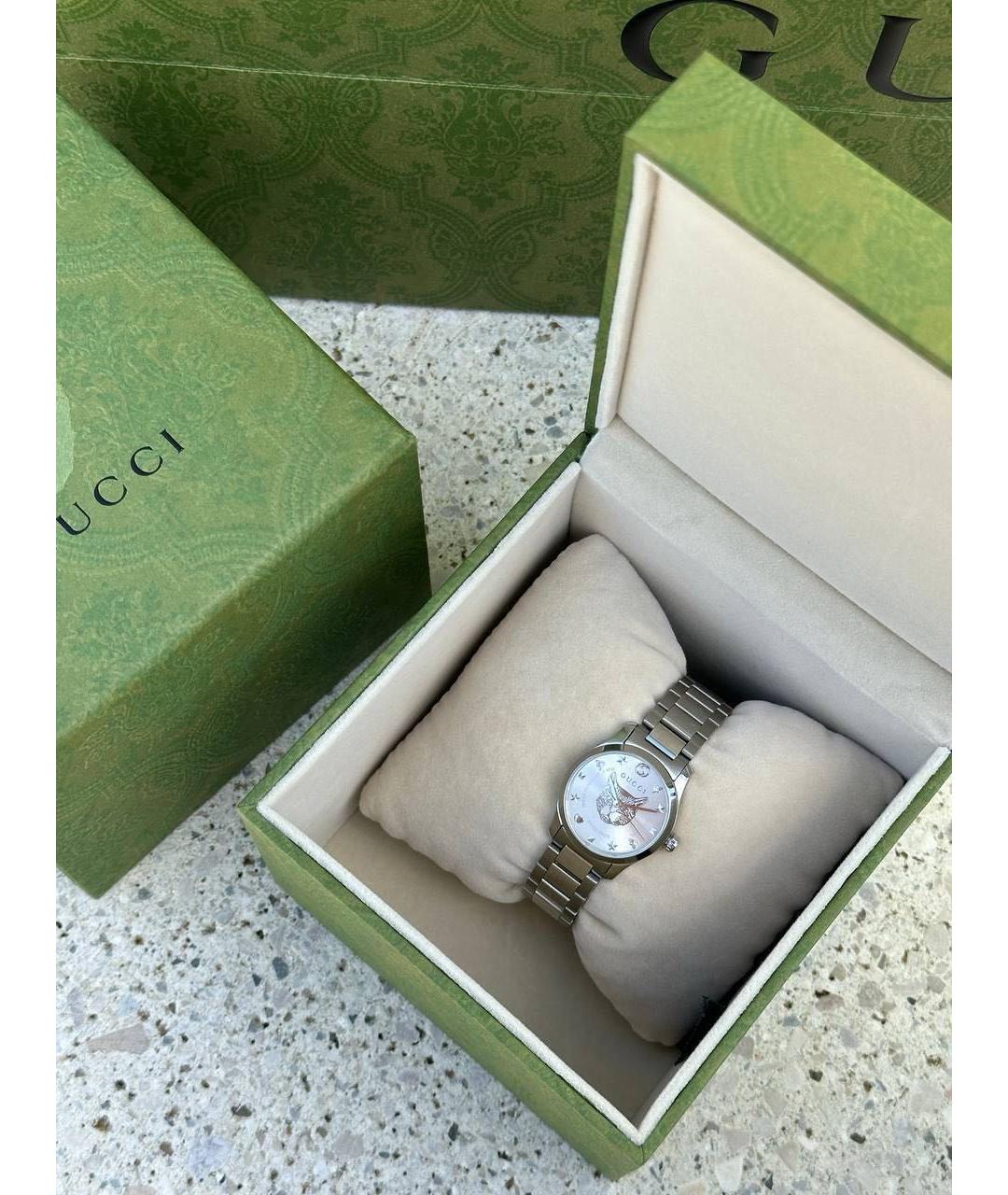 GUCCI Серебряные металлические часы, фото 4