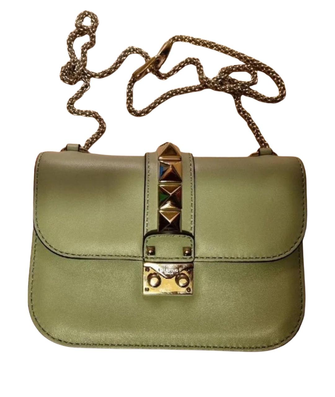 VALENTINO Зеленая кожаная сумка через плечо, фото 1