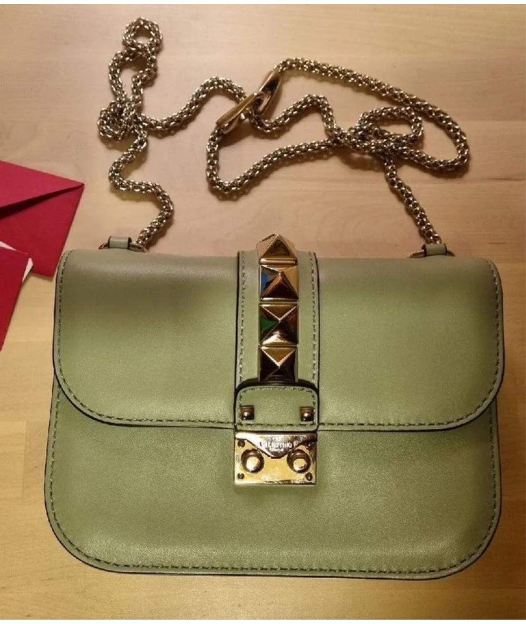 VALENTINO Зеленая кожаная сумка через плечо, фото 6