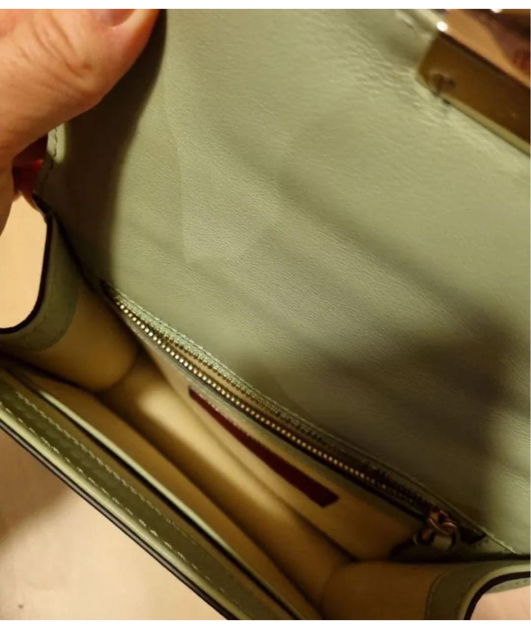 VALENTINO Зеленая кожаная сумка через плечо, фото 3