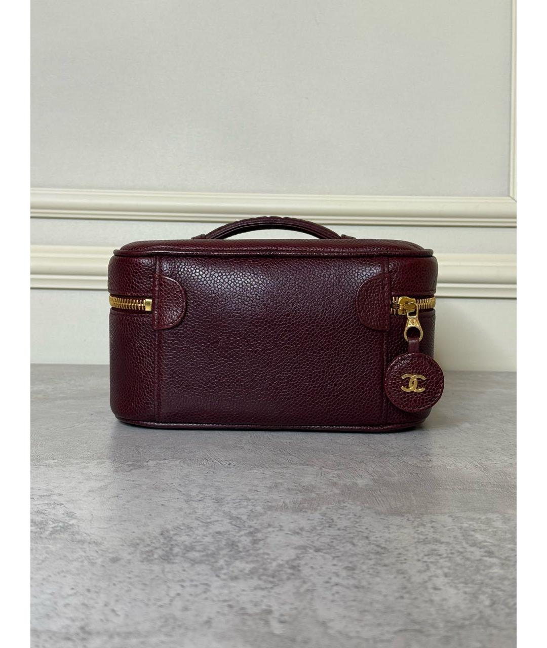 CHANEL Бордовая кожаная сумка с короткими ручками, фото 5