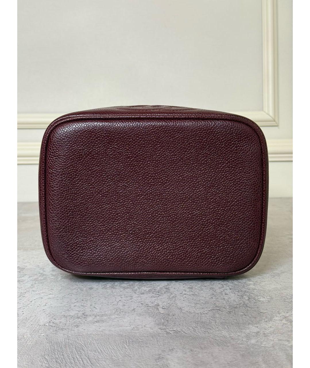 CHANEL Бордовая кожаная сумка с короткими ручками, фото 4